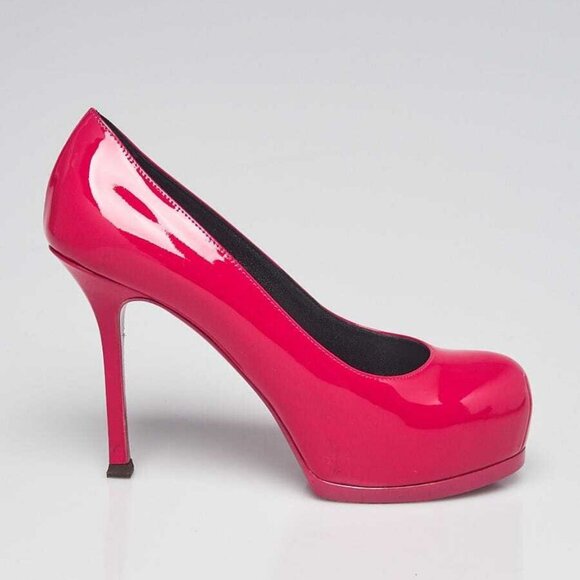 Yves Saint Laurent Fuchsia Patent Leather Tribtoo 105 Pumps Size 5.5/36 - Picture 3 of 5